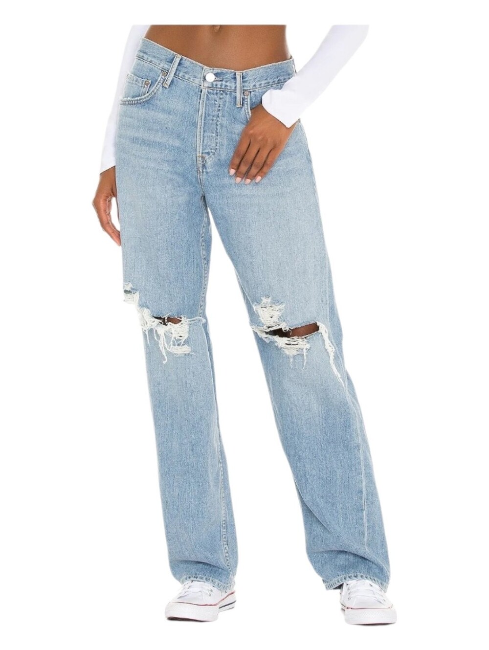 GRLFRND Womens Distressed Buttonfly The Bella Low Rise Boyfriend Denim Jeans 26